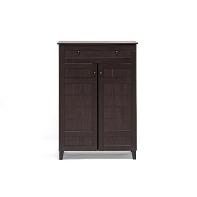 Glidden Wood Modern Shoe Cabinet (Tall) Dark Brown - Baxton Studio 3 Glidden Wood Modern Shoe Cabinet (Tall) Dark Brown - Baxton Studio - Image 3