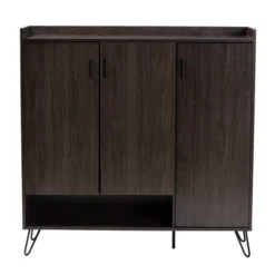 Baldor Wood 3 Door Shoe Cabinet Dark Brown - Baxton Studio -Home Storage Store GUEST 8ceaa7fb 60c5 4c03 9b6a 61afa0a7c634