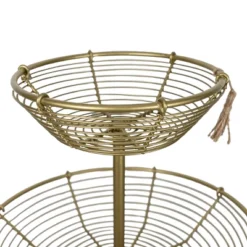 3-Tiered Basket Riser Brass Metal With Jute Tassel By Foreside Home & Garden -Home Storage Store GUEST 8cf2f6a1 9de3 4e0d ac00 907bccba3ad9