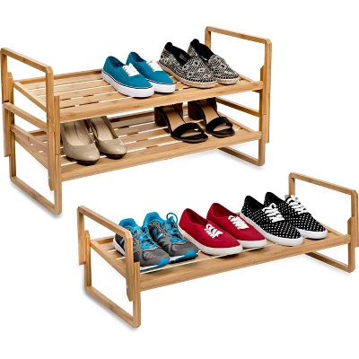 Honey-Can-Do 3 Tier Nest Bamboo Shoe Rack 2 Honey-Can-Do 3 Tier Nest Bamboo Shoe Rack - Image 2