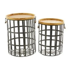 Set Of 2 Metal Storage Baskets Black - Olivia & May