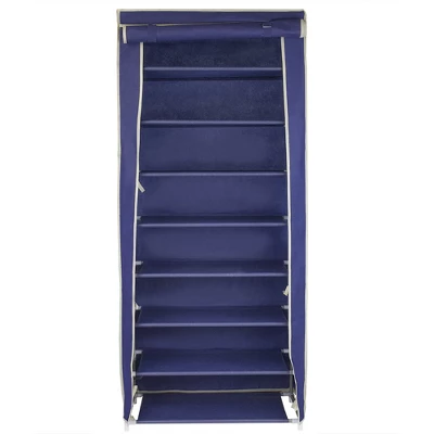 Home Basics 8 Tier Portable Polyester Shoe Closet, Navy 4 Home Basics 8 Tier Portable Polyester Shoe Closet, Navy - Image 4