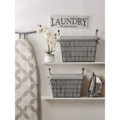 Design Imports Set Of 2 Farmhouse Black Wire Ticking Stripe Liner Baskets Black/White -Home Storage Store GUEST 92a0c2f9 59e8 403c a3b1 1092b52d9312