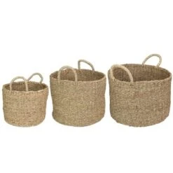 Northlight Set Of 3 Natural Beige Round Seagrass Table And Floor Baskets -Home Storage Store GUEST 9466dedd 5215 4341 9d2c 6edcdb99e047