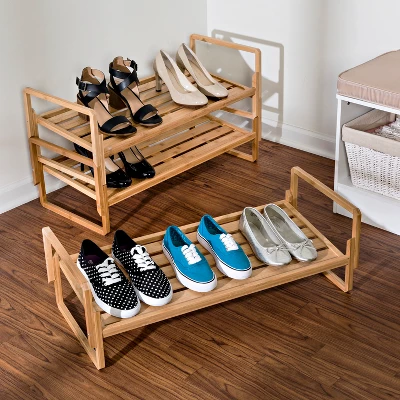 Honey-Can-Do 3 Tier Nest Bamboo Shoe Rack 3 Honey-Can-Do 3 Tier Nest Bamboo Shoe Rack - Image 3