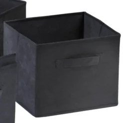 Set Of 4 Capri Foldable Fabric Baskets Black - Winsome