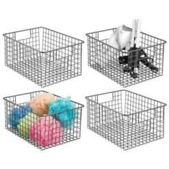 MDesign Bath Metal Storage Organizer Basket - 4 Pack