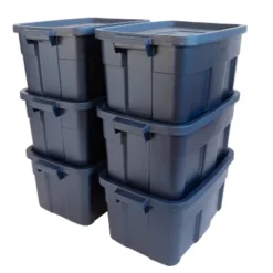 Rubbermaid Roughneck Tote 14 Gallon Stackable Storage Container W/ Stay Tight Lid & Easy Carry Handles, (6 Pack) -Home Storage Store GUEST 9ac7aa3c 3946 4c1f a926 c2bad6f9b502