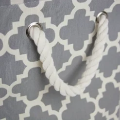 17.5" X 12" X 15" Large Polyester Rectangle Lattice Storage Bin Gray - Design Imports