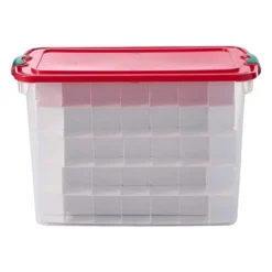 Homz 112 Quart Stackable Durable Plastic Clear Base Holiday Storage Container Tote Box With Latching Carry Handles And Dividers, Clear (4 Pack) -Home Storage Store GUEST 9e1837aa 50a5 449e 9018 177f9f56f4e0 1