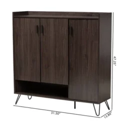 Baldor Wood 3 Door Shoe Cabinet Dark Brown - Baxton Studio -Home Storage Store GUEST a0736b4d a3d0 48f7 8f3d 3e2b1beeb3d0