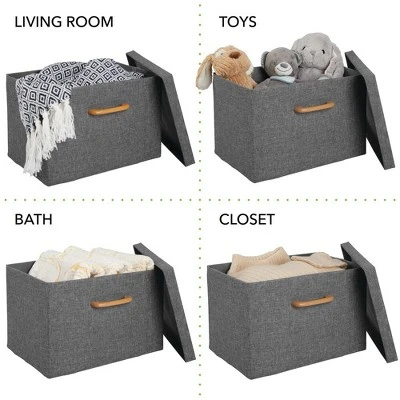 MDesign Soft Textured Fabric Home Storage Organizer Box, 2 Pack 4 MDesign Soft Textured Fabric Home Storage Organizer Box, 2 Pack - Image 4