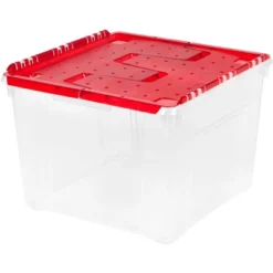 IRIS USA Ornament Storage Box, Plastic Organization Container Bin, Clear/Red -Home Storage Store GUEST a2ca9f8c 0ecd 491d 94b4 cfe7dcb01df5