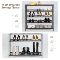Shoe Rack 5-Tier Shoe Storage Organizer W/4 Metal Mesh Shelves For 16-20 Pairs 15 Shoe Rack 5-Tier Shoe Storage Organizer W/4 Metal Mesh Shelves For 16-20 Pairs -Home Storage Store GUEST a3e5c27e a5be 450b ba2b 481f0eec9a88