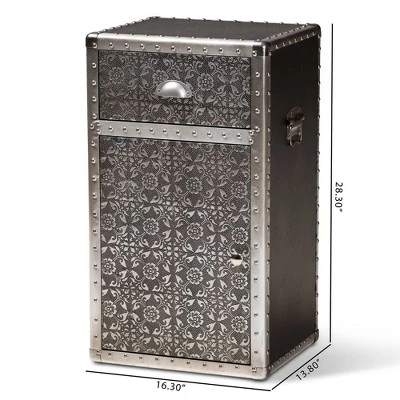 Cosette Metal Floral Accent Cabinet Silver - Baxton Studio 3 Cosette Metal Floral Accent Cabinet Silver - Baxton Studio - Image 3
