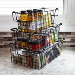 Set Of 3 Storage Bins - Basket Set For Toy, Kitchen, Closet, And Bathroom Storage - Small, Medium, And Large Shelf Organizers By Home-Complete (Black) -Home Storage Store GUEST a428da93 9d0d 48b0 92e6 127554b513e5