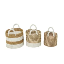 Set Of 3 Seagrass Storage Baskets Brown/White - Olivia & May -Home Storage Store GUEST a54662af 38c4 4cbb 8539 3d19d894ceb1