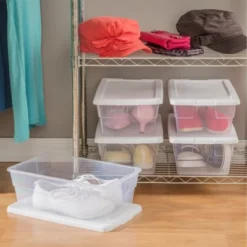 Sterilite 6 Quart Clear Plastic Stacking Storage Container Tote With White Lid For Garage, Kitchen, And Closet Organization -Home Storage Store GUEST a5953c06 a467 454c a748 ad16203f01f2