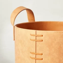 Faux Leather Storage Bin Camel Brown - Hearth & Hand™ With Magnolia -Home Storage Store GUEST a690a4f2 fdff 45a8 bfee d68985dd8506