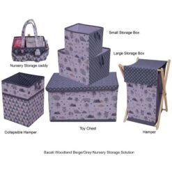 Bacati - Woodlands Gray/Beige Neutral Cotton Storage Box Small -Home Storage Store GUEST a73ea471 63e6 42c0 ace4 ce6ba8519758