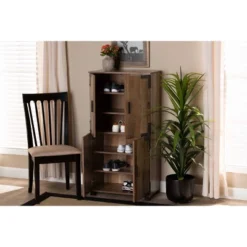 4 Door Cyrille Wood Shoe Cabinet Brown - Baxton Studio -Home Storage Store GUEST a80f24ef 44cb 4c8c 95c5 8d24a5e2e2d8