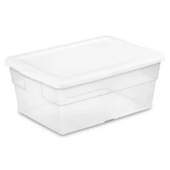 Sterilite 6 Quart Clear Multipurpose Plastic Storage Tote, 12 Pack, & 16 Quart Clear Multipurpose Plastic Storage Tote, 12 Pack For Home Organization