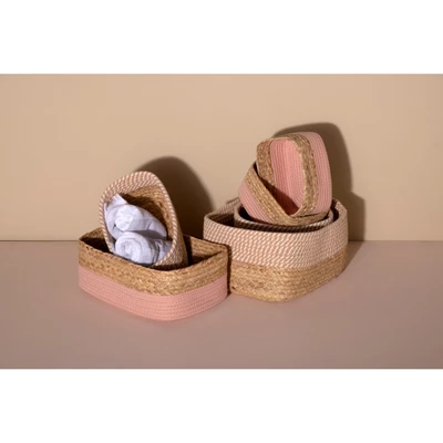 Set Of 3 Blush Dalton Organizer Baskets - Shiraleah 1 Set Of 3 Blush Dalton Organizer Baskets - Shiraleah