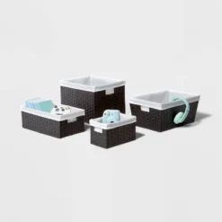 16" X 9" X 6" Lined Woven Media Bin Black - Brightroom™ -Home Storage Store GUEST ac4ff65f f7b2 48fa aa42 7459f63d7c52