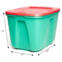 HOMZ 6618MXDC.04 18 Gallon Stackable And Nestable Heavy Duty Plastic Holiday Storage Container With 4 Way Handles, Green/Red, (4 Pack) -Home Storage Store GUEST ae0e342d cad4 4428 b247 e1ded0a3311f