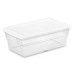Sterilite 6 Quart Clear Plastic Stacking Storage Container Tote With White Lid For Garage, Kitchen, And Closet Organization -Home Storage Store GUEST aeea496c e691 40e3 8ff1 911f89194f91