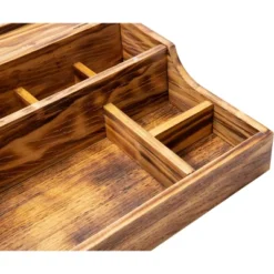 Mind Reader Nightstand Valet Tray, Phone Watch Holder, Bedroom Desk Organizer, Cosmetic Accessory Storage, Jewelry Box With 7 Compartments, Burnt Wood, Brown -Home Storage Store GUEST b069e93a 0fe7 48ce 94ec 0b659f57a2be