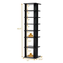 Costway Wooden Shoes Storage Stand 7 Tiers Shoe Rack Organizer Multi-shoe Rack Shoebox Black