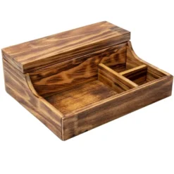 Mind Reader Nightstand Valet Tray, Phone Watch Holder, Bedroom Desk Organizer, Cosmetic Accessory Storage, Jewelry Box With 7 Compartments, Burnt Wood, Brown -Home Storage Store GUEST b3f982e7 404e 4fcc 922d a05ff4ffa0bf