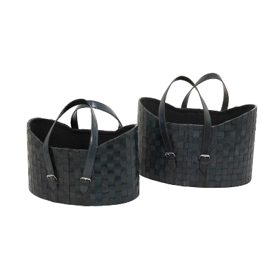 Set Of 2 Storage Baskets Black - Olivia & May 5 Set Of 2 Storage Baskets Black - Olivia & May - Image 5