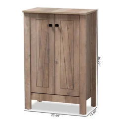 Derek Wood 2 Door Shoe Cabinet-Oak - Baxton Studio -Home Storage Store GUEST b5a0a56b 9483 438a bc4b b92370938f28