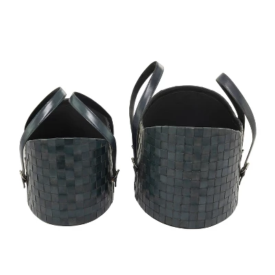 Set Of 2 Storage Baskets Black - Olivia & May 6 Set Of 2 Storage Baskets Black - Olivia & May - Image 6