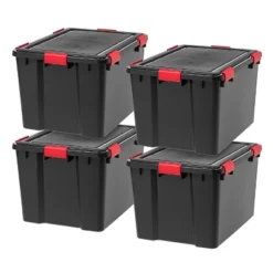 IRIS USA WeatherPro™ Bin Tote Organizing Container, Black/Red -Home Storage Store GUEST b73ebb07 cefa 49dc 8e63 13ae5519813a