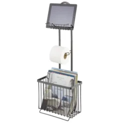 MDesign Metal Free Standing Toilet Paper Stand/Dispenser, Holds Tablet -Home Storage Store GUEST b817ea5d d804 41fd 915c c2fe0f2710b5
