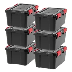 IRIS USA WeatherPro™ Bin Tote Organizing Container, Black/Red -Home Storage Store GUEST b9c53e40 2df6 4a26 82a8 9dccc602daa3