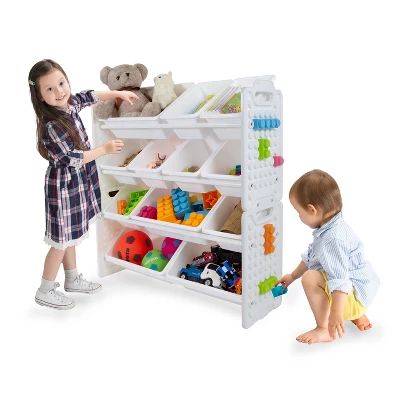 UNiPLAY Toy Organizer With Removable Storage Bins, Multi-Bin Organizer For Books, Building Blocks, School Materials, Toys With Baseplate Board Frame 2 UNiPLAY Toy Organizer With Removable Storage Bins, Multi-Bin Organizer For Books, Building Blocks, School Materials, Toys With Baseplate Board Frame - Image 2