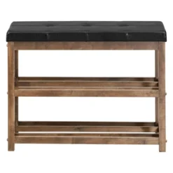 Costway 2-Tier Wooden Shoe Rack Bench W/Padded Seat For Entryway Bedroom -Home Storage Store GUEST bab7320b aea8 4d3c a4ac 97ba45473673