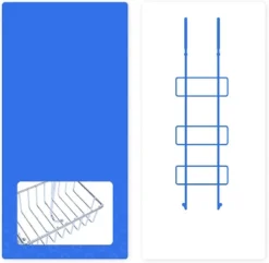 Bamodi 7" X 7" Shelf Stainless Steel Hanging Shower Caddy With Hooks - 2-Tier - Silver -Home Storage Store GUEST bae1b598 395f 485d ba85 97bb27a5ad29