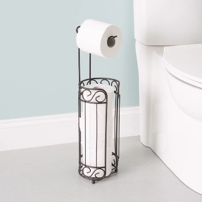 Home Basics Scroll Collection Freestanding Dispensing Toilet Paper Holder, Bronze 4 Home Basics Scroll Collection Freestanding Dispensing Toilet Paper Holder, Bronze - Image 4