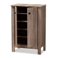 Derek Wood 2 Door Shoe Cabinet-Oak - Baxton Studio