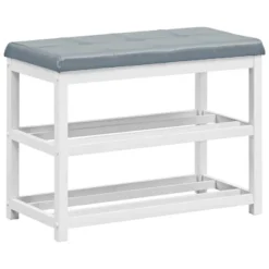 Costway 2-Tier Wooden Shoe Rack Bench W/Padded Seat For Entryway Bedroom -Home Storage Store GUEST bd5a738f cc0b 4642 bb16 6bac8684550a