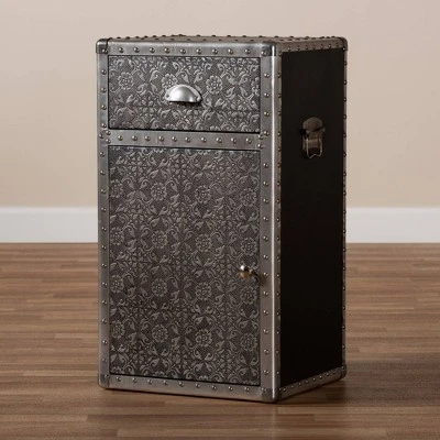 Cosette Metal Floral Accent Cabinet Silver - Baxton Studio 2 Cosette Metal Floral Accent Cabinet Silver - Baxton Studio - Image 2