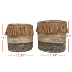 Set Of 2 Natural Woven Natural Corn Husk & Faux Raffia Basket - Foreside Home & Garden -Home Storage Store GUEST c032937b 73cd 4991 85c1 d5ac50217a1d