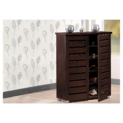 Adalwin Modern And Contemporary 2-Door Wooden Entryway Shoes Storage Cabinet - Dark Brown - Baxton Studio -Home Storage Store GUEST c075954e 320a 4c82 adad fe9662d24df8