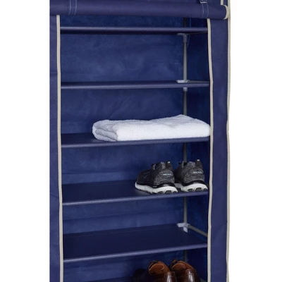 Home Basics 8 Tier Portable Polyester Shoe Closet, Navy 1 Home Basics 8 Tier Portable Polyester Shoe Closet, Navy