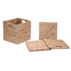 Hastings Home 12-Inch Square Handmade Wicker Storage Bin Foldable Basket Made Of Water Hyacinth | Set Of 2 10 Hastings Home 12-Inch Square Handmade Wicker Storage Bin Foldable Basket Made Of Water Hyacinth | Set Of 2 -Home Storage Store GUEST c4469b26 ff34 46ce ba8c 082486bc519e